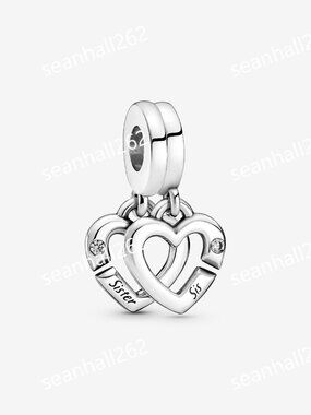 Pandora Linked Sister Hearts Split Dangle Charm